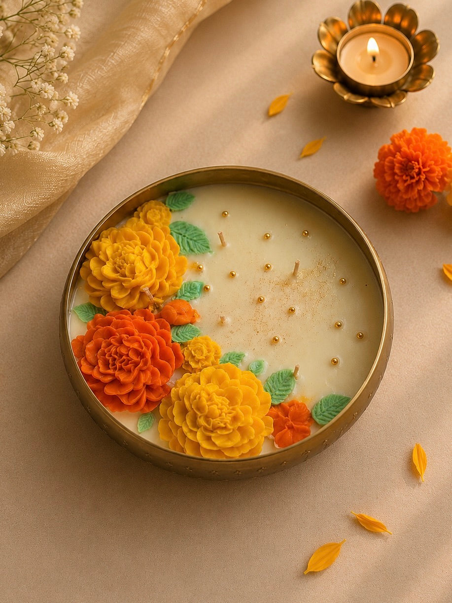 Golden Marigold Urli Candle