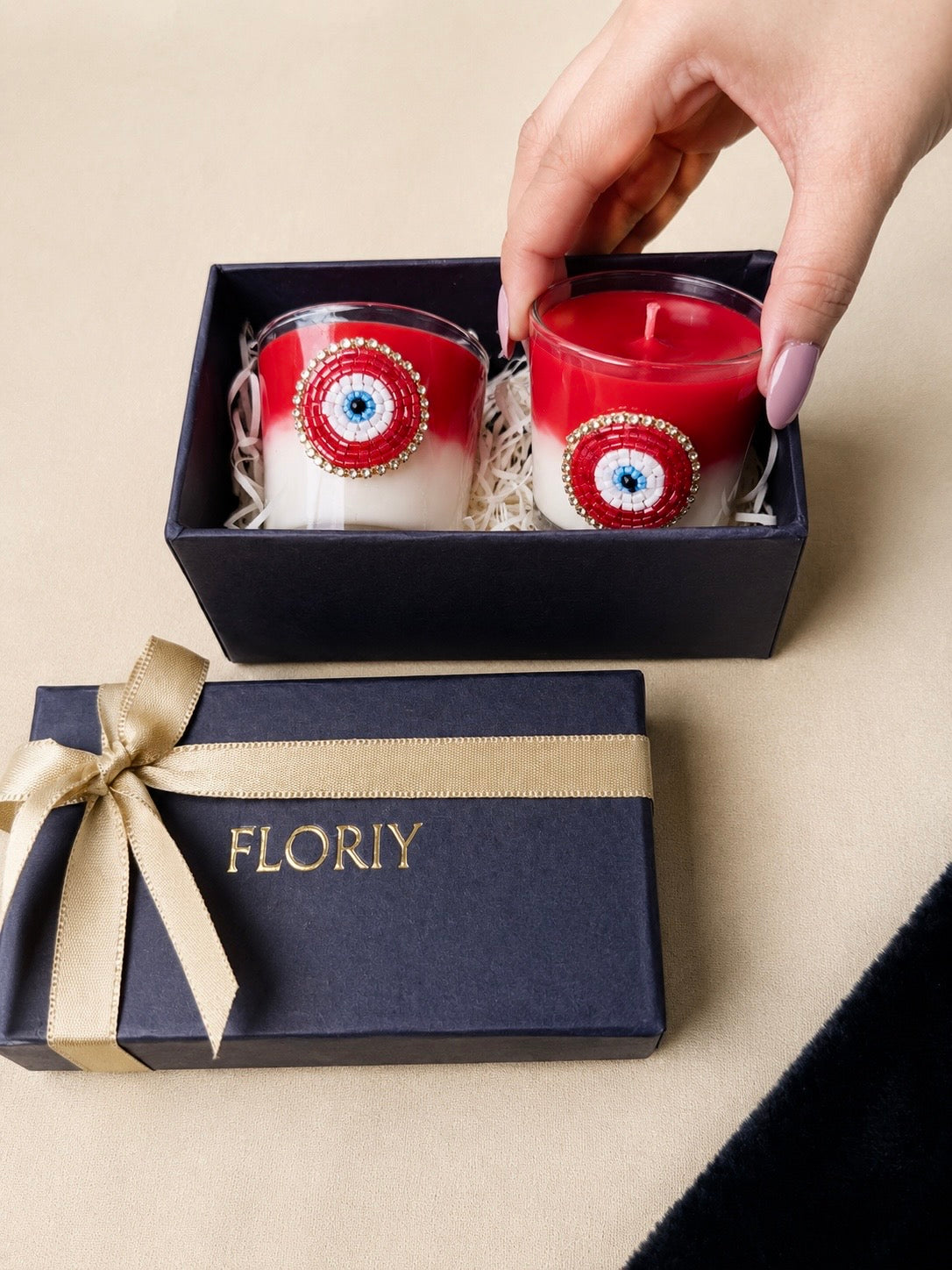 Red Evil Eye Candle Gift Set